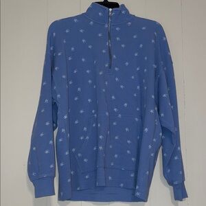 Aerie Blue Floral Half-Zip Sweatshirt